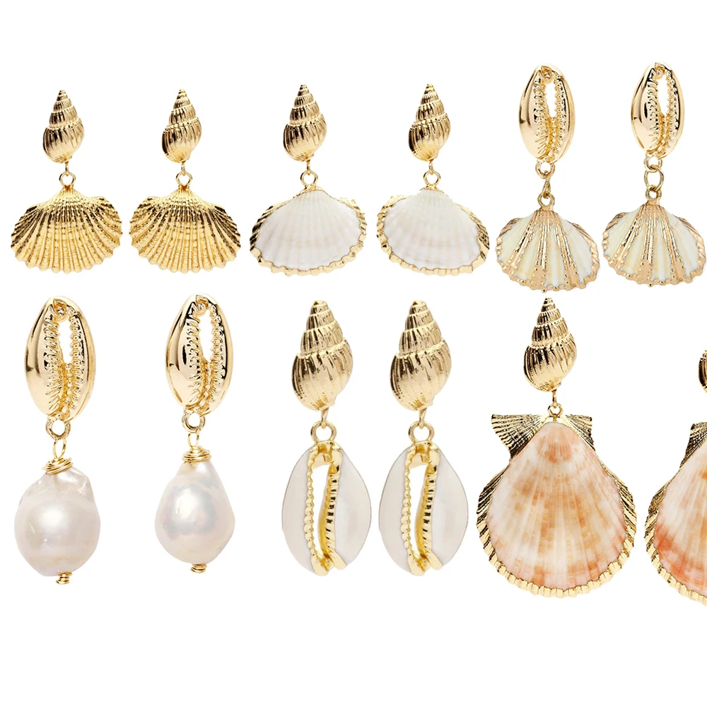 

boho statement earrings boucles d oreille femme earings fashion jewelry oorbellen voor vrouwen Cowrie Shell earring pendientes m