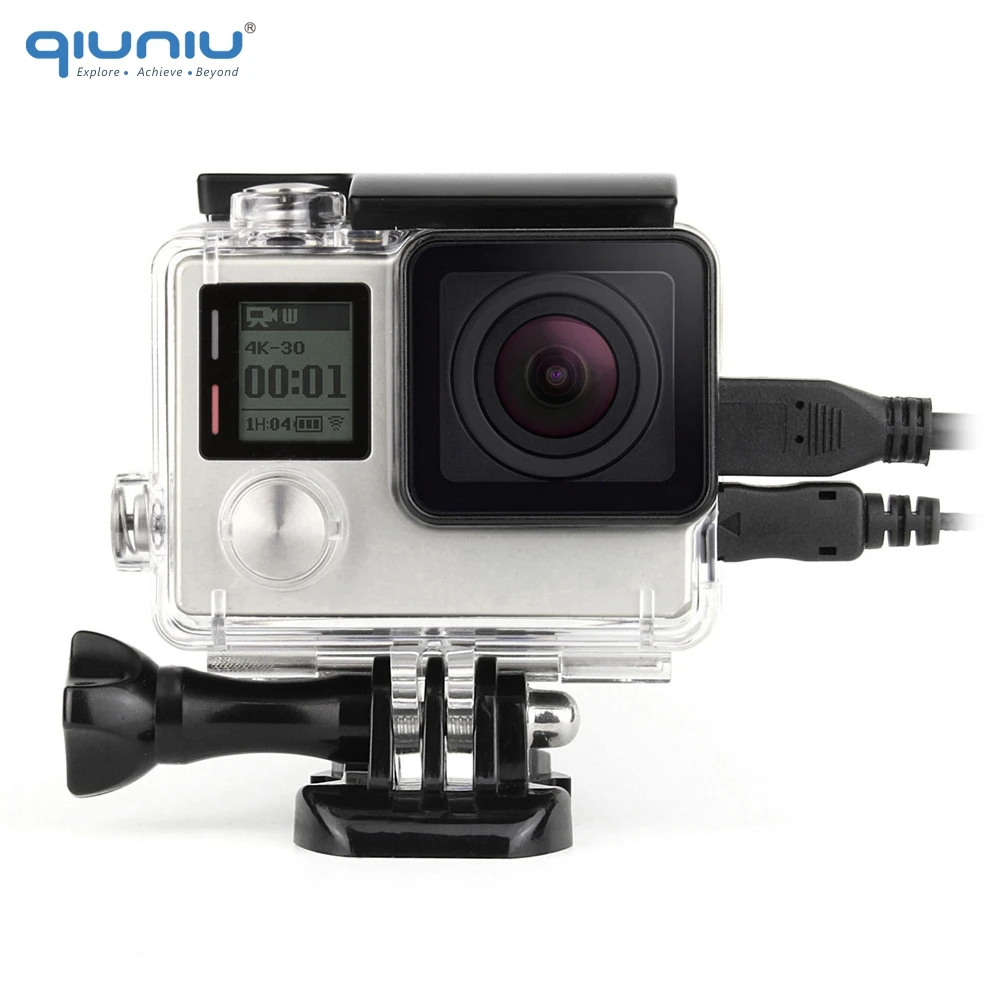 QIUNIU для экшн-Камеры GoPro Hero 4 Рамный корпус защитные открытые по бокам корпус w/осязаемый Задняя панель для GoPro Hero 4 Серебряный Аккумулятор Камера