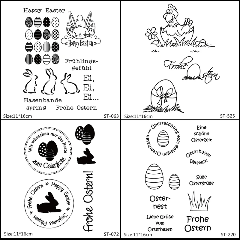 

ZhuoAng Happy Easter egg/rabbit/hick German Clear Stamps For DIY Scrapbooking/Card Making/Album Decorative Silicone Stamp Craft