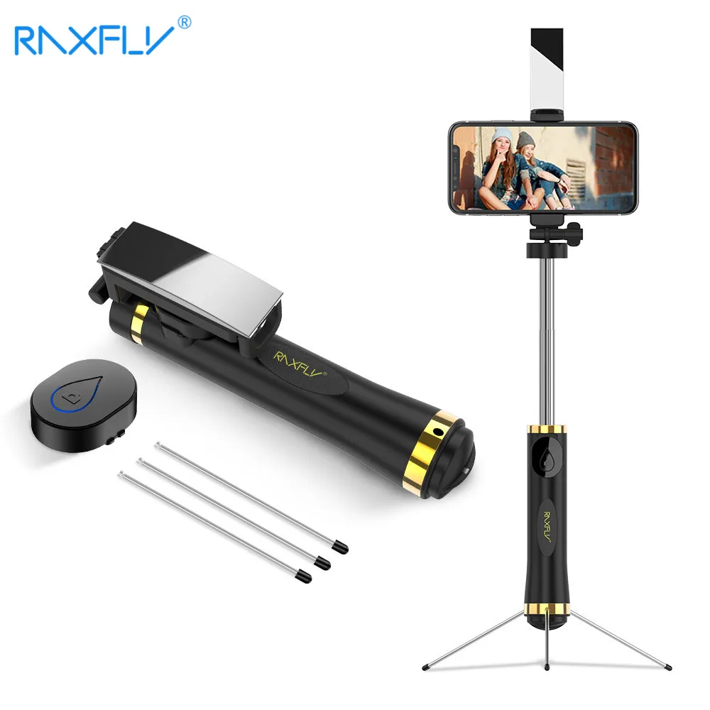 RAXFLY Wireless Bluetooth Selfie Stick For iPhone X 8 7 Handheld Foldable Tripod Mirror Remote For Xiaomi Selfie Stick