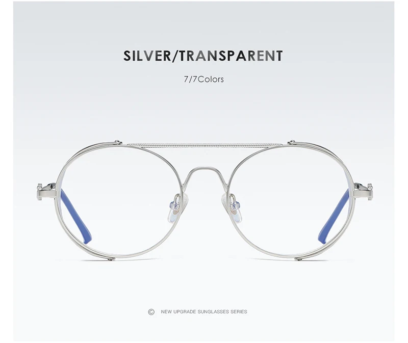 Роскошные Серебристые Металлические винтажные готические стимпанк Солнцезащитные очки для мужчин и женщин с боковым покрытием зеркальные ретро круглые солнцезащитные очки