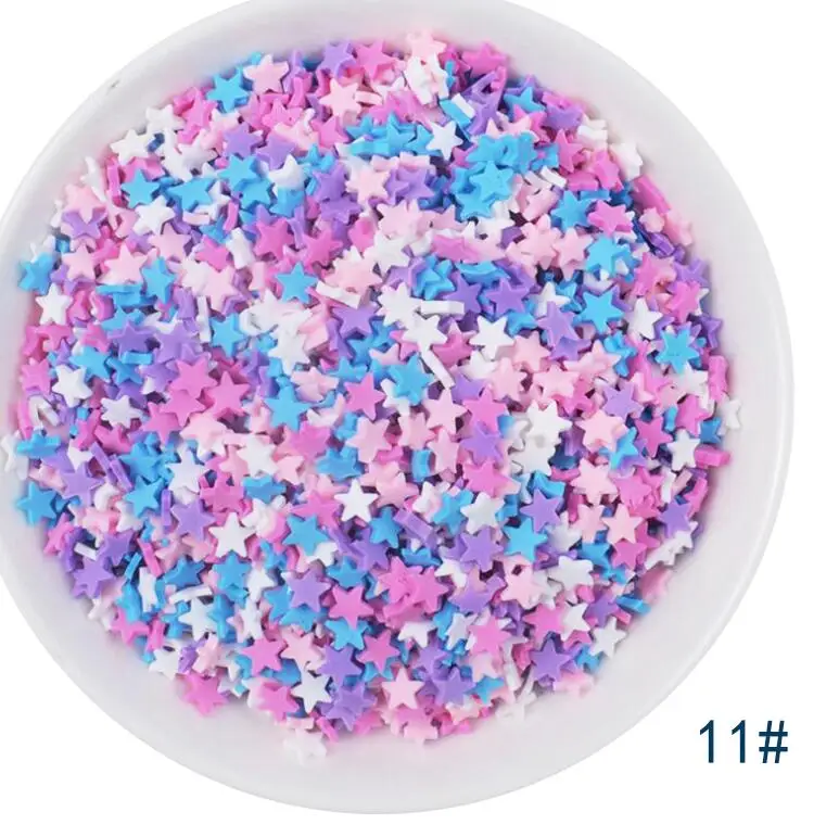 50g/lot Cute Hot Selling Clay Sprinkles, Colorful Heart Five Star Bow Candy Sprinkles for Crafts Making Slimediy - Цвет: 11