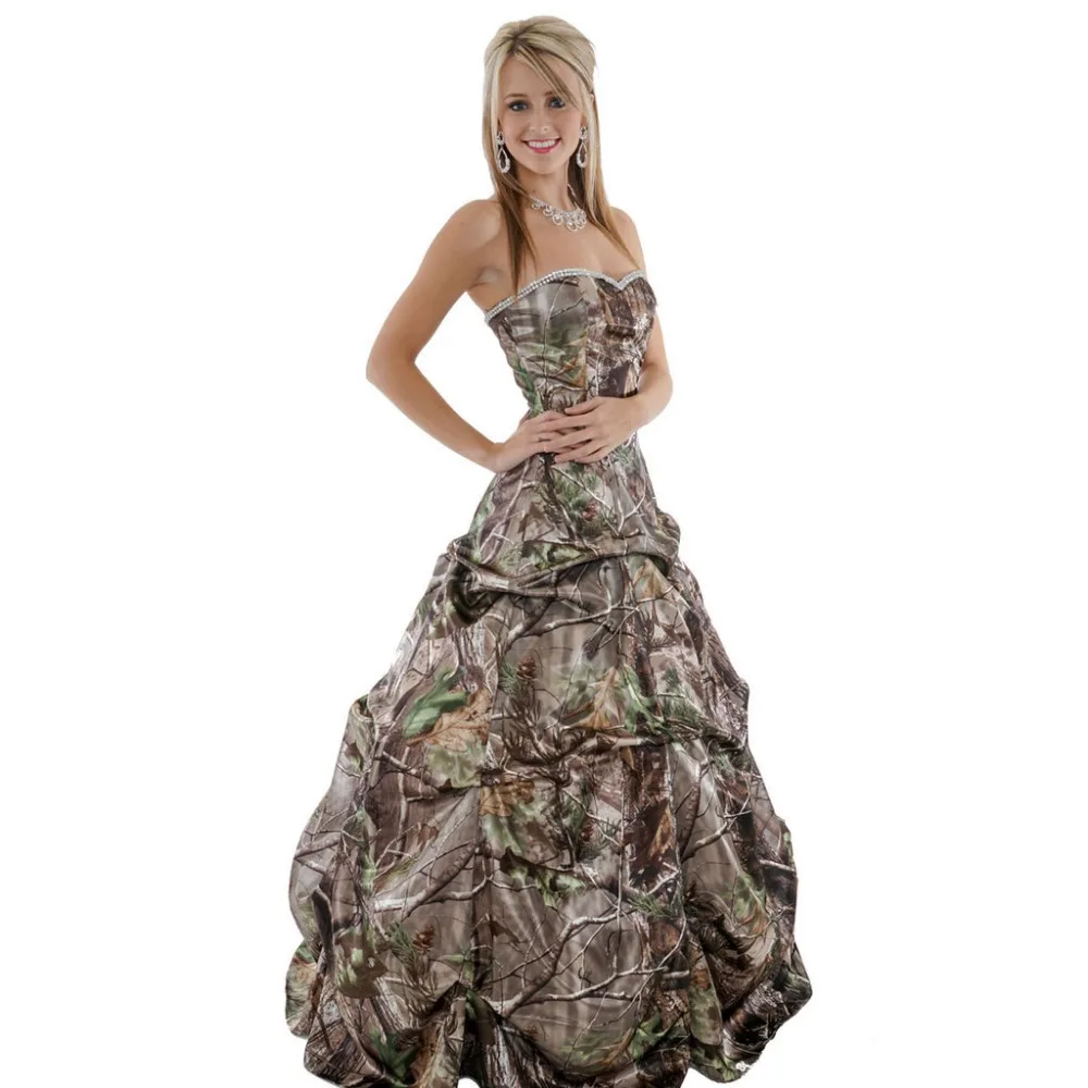 Bridesmaid Dresses With Camo Accents 8