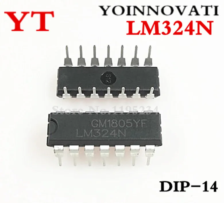 100 шт./лот LM324N LM324 IC OPAMP GP 1,2 МГц DIP14