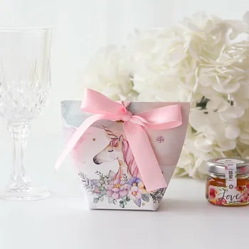 

50pcs Wedding Favors Rabbit Deer Couple Flamingo Unicorn Candy Boxes Bomboniera Party Gift Box sugar chocolate package