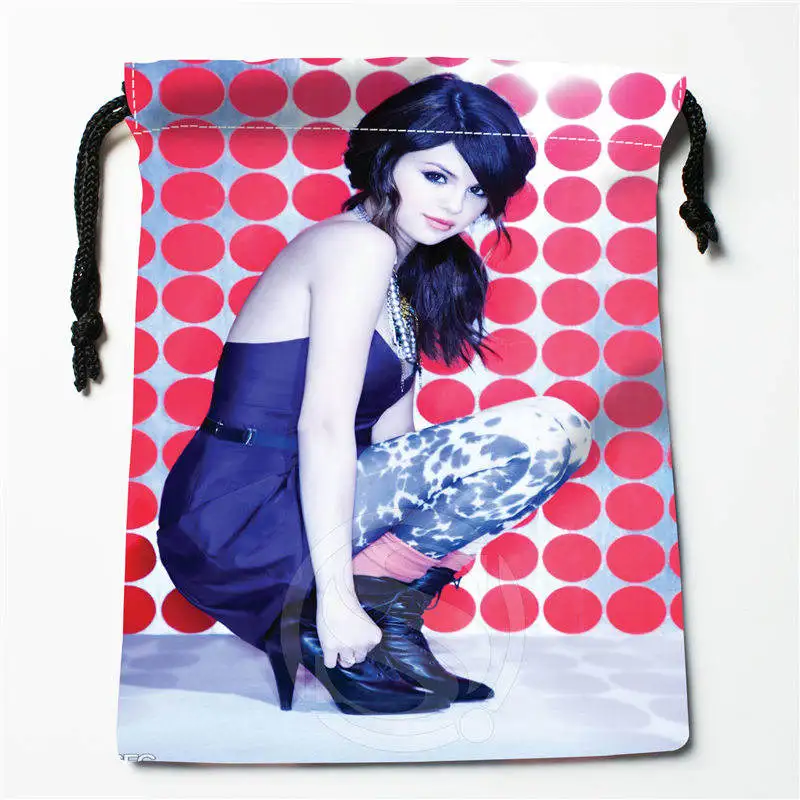 T& w122 Селена Гомес& k Пользовательские печатных получать степень сжатия сумки мешки drawstring Размер 18X22 см F725 и T122er