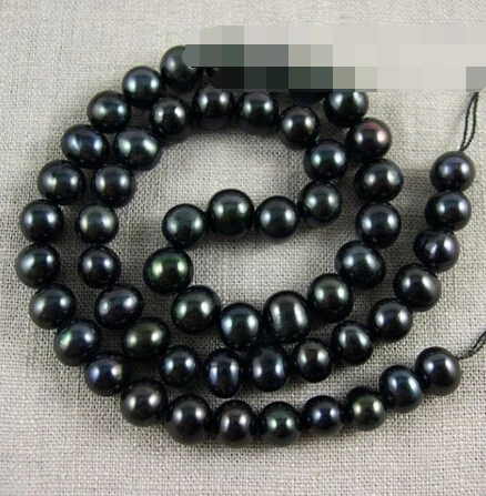

free shippinbg 06335 Freshwater Pearl Round Potato Black Loose Pearl Beads 56pcs wedding