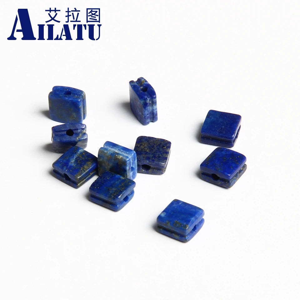

Ailatu 8x8mm Natural Tiger Eye Onyx and Lapis Lazuli Square Stone Beads For Bracelet Necklace Exquisite Jewelry Accessories