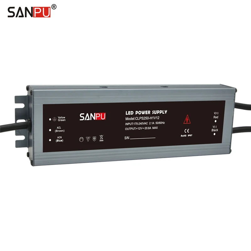 SANPU 12 V источник питания водонепроницаемый IP67 250W 230V 220V AC к DC трансформатор