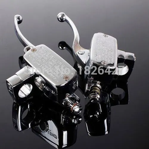 

Pair Chrome 1"25mm Motorcycle Racing Street Bike Left and Right Handlebar Hydraulic Reservoir Brake Clutch Master Cylinder Lever