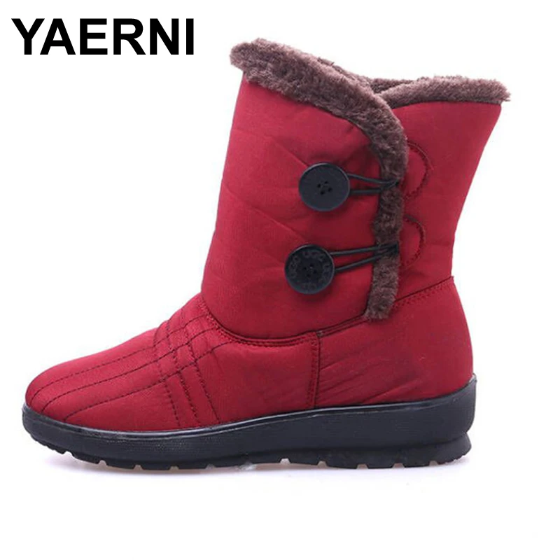 

YAERNI Women Snow Boots Mid-calf Thickend Warm Waterproof Student's Short Snow Boots Non-slip Pregnant Cotton Shoes Mother Shoes