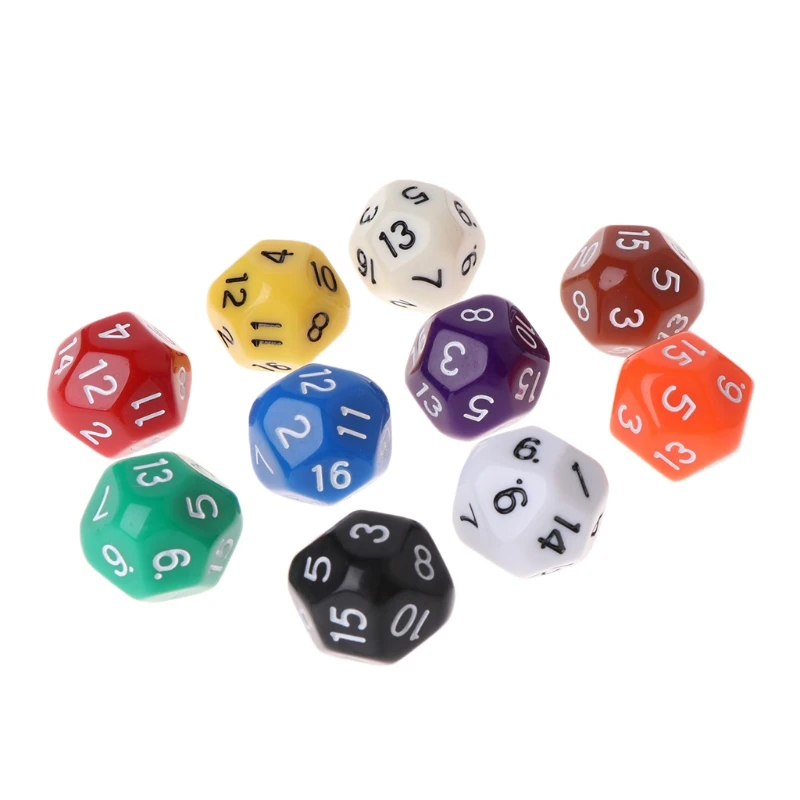 

10pcs 16 Sided Dice D16 Polyhedral Dices For Dungeons and Dragons Table Games