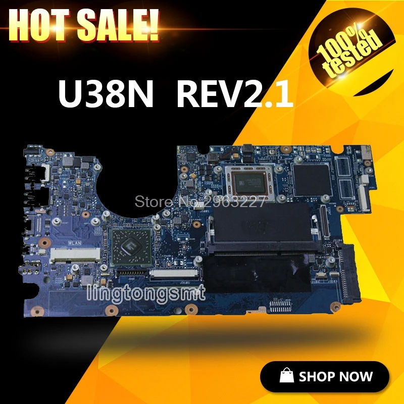 Original for ASUS laptop motherboard U38N REV 2.1 integrated main board