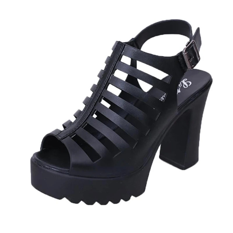

NEW 2018shoes woman Rough Hollow Roman Shoes Women's Waterproof Sandals High-Heeled Open-Toed Shoes drop shipping A0530#30