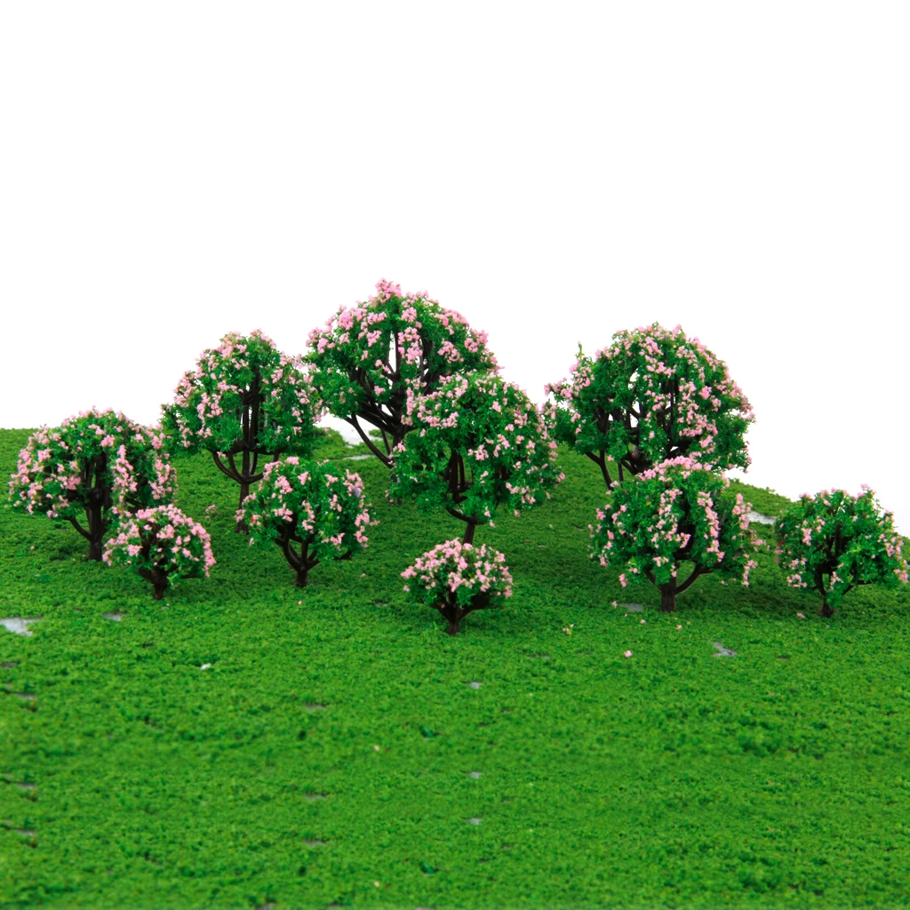 10pcs Plastic Model Trees Bushes 1/75 - 1/500 Scale for DIY Crafts, Wargames, War Gaming Scenery or Building Diorama Scenery