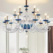 Contemporary crystal Chandeliers Blue&Clear glass suspension lamp LED creative living room dinning room bedroom Chandelier light mirror ball pendant lamp modern glass suspension light dinning room living room bar light chandelier