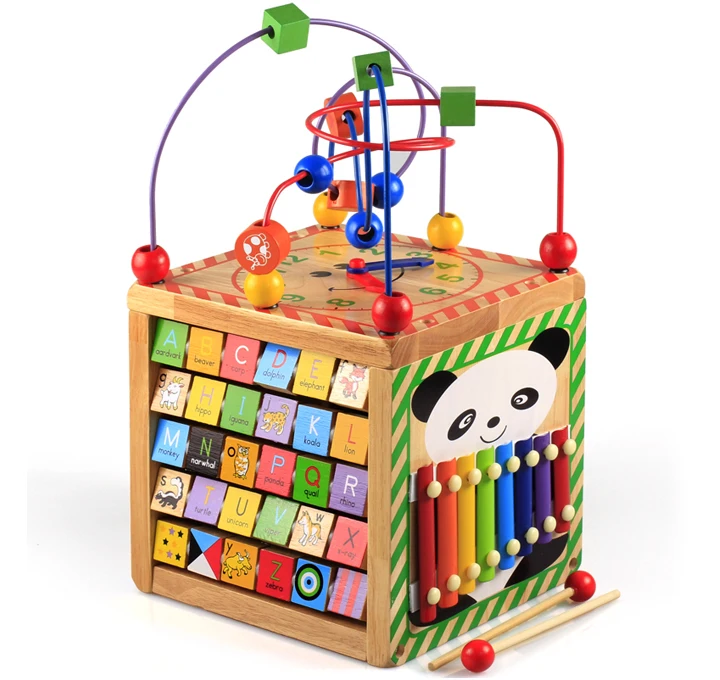 Детский Дошкольное образование многоцелевой центр деятельности проволочный шарик лабиринт Алфавит шестерни часы-пианино деревянные игрушки горки для малышей