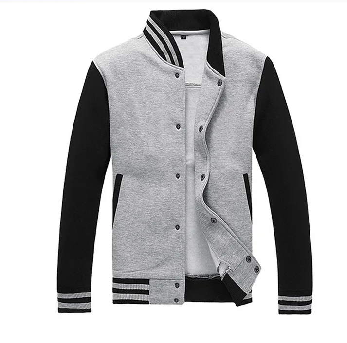 Новая мужская/мужская бейсбольная куртка Veste Homme, осенняя тонкая хлопковая Студенческая куртка, Мужская модная черная повседневная школьная куртка - Цвет: Gray