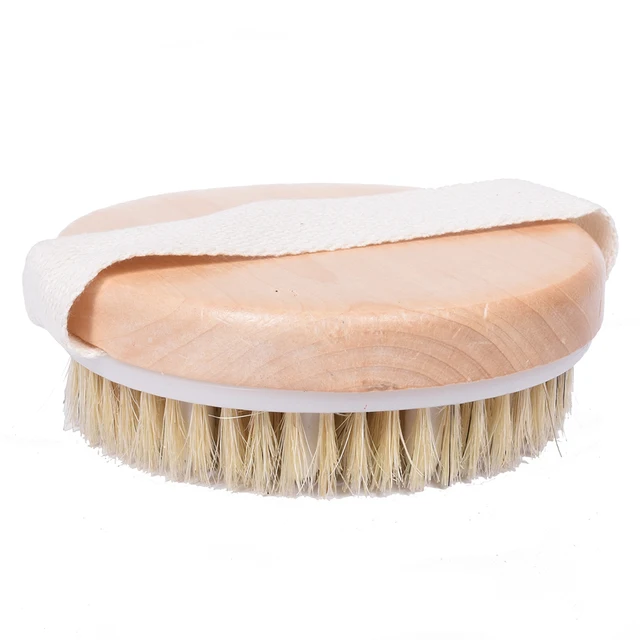 Body massage bath brush wooden bristle bath brush  Scrub Skin Massage Shower Body Round Head Bath Brushes Bathroom Accessories 3