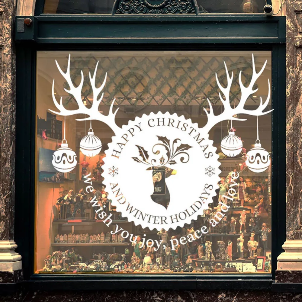 DIY Wall Stickers Merry Christmas Removable Shop Window Stickers Noel