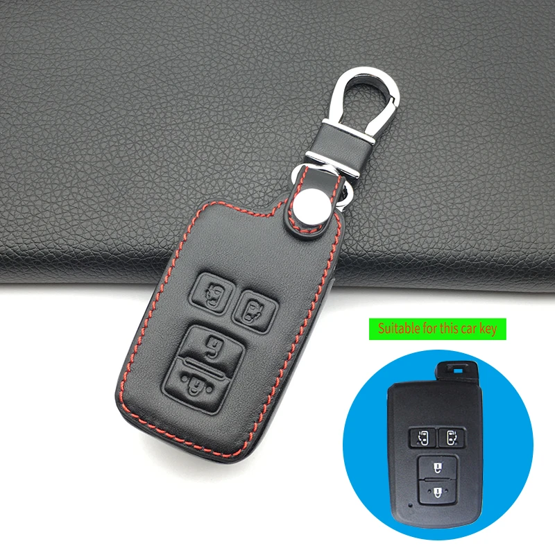 

4 Buttons Leather Car Key Case Fob Cover Protect Shell for Toyota Sienta Remote Key Case for Car Interior Accessories