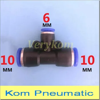 

Wholesale 100pcs/lot Pneumatic 10mm To 6mm Unequal Air Fitting Tee Quick Connector Reducer 10MM-6MM-10MM Joiner PEG 10-6-10 10-6