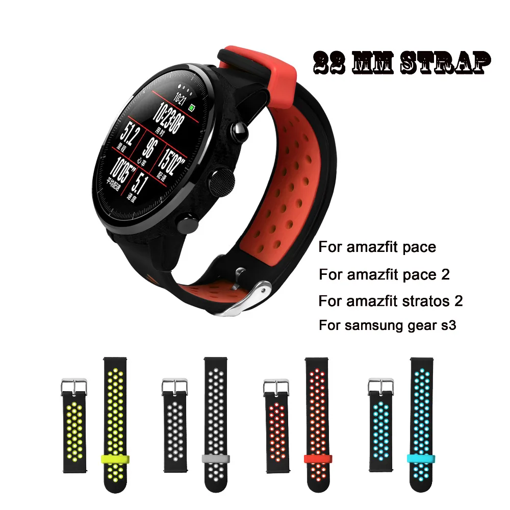 

22mm Silicone Strap for Xiaomi Huami Amazfit Stratos 3 Replacement Band Bracelet for Amazfit Pace/Stratos/GTR 47mm Watch Band