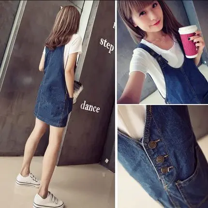 

New Women Casual Basic Summer Autumn Cowboy Denim Dress Sleeveless Overalls Sundress Plus Size