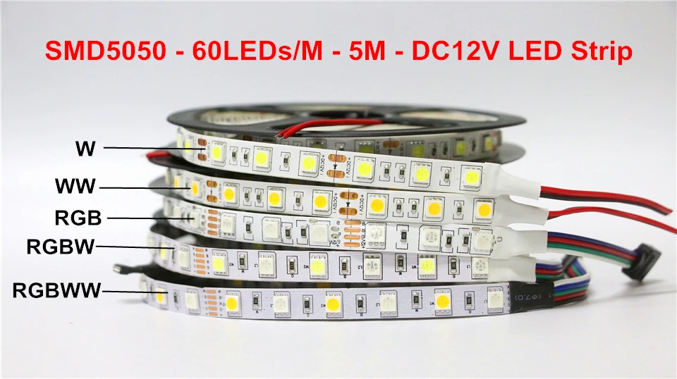 Водонепроницаемая светодиодная лента 1 рулон 5 м 12 В светильник 5050 RGB RGBW RGBWW белый