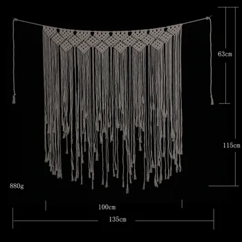 

Rustic Boho Wedding Macrame Curtain Tapestry Handmade DIY Wall Hanging Backdrop Cotton Vintage Party Home Decoration