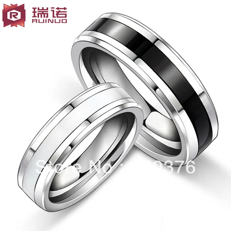 

Free Shipping and Free Engrave Customize Super Deal black and white Tungsten Ring Woman Man's wedding Rings Couple Rings