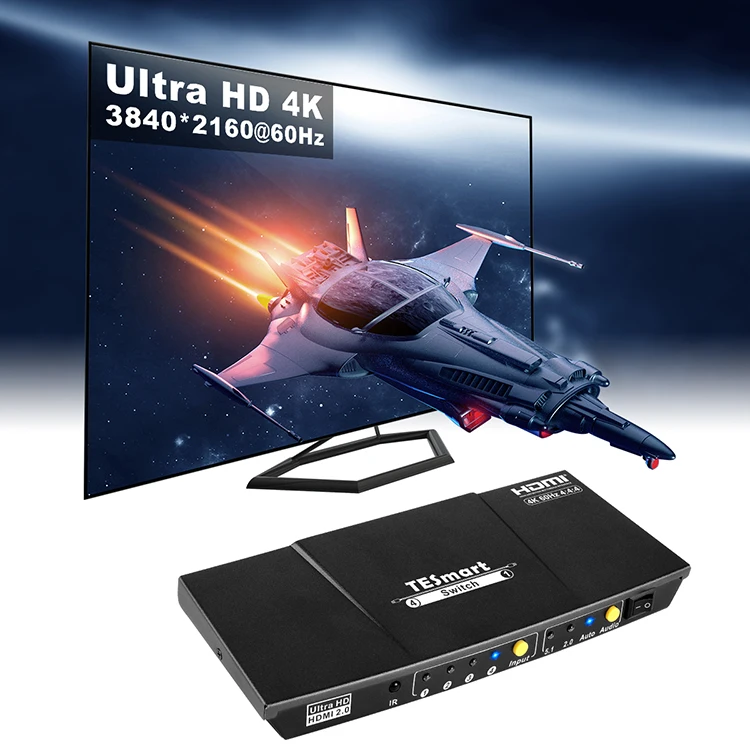 TESmart 4K HDMI переключатель 1x4 порта 4 в 1 выход HDMI коммутатор HDCP 2,2 Высокое качество ультра HD с ИК-пультом HDR 10 S/PDIF L/R аудио