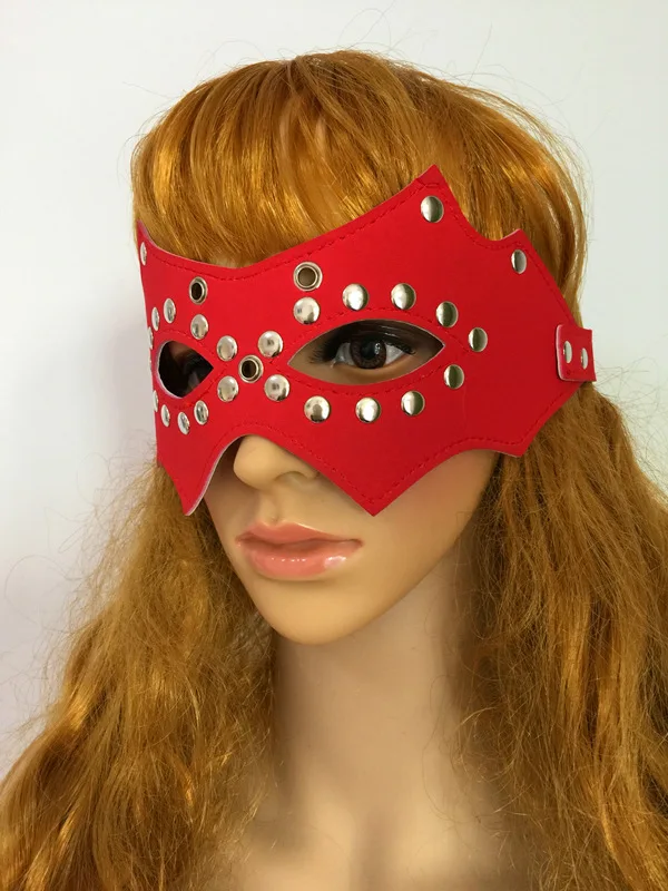Капот маска БДСМ Связывание игрушка бондаж удерживающая капот фетиш маска капюшон Pet ролевые игры секс-игрушки для пар сексуальная игрушка повязка из кожи на глаза - Цвет: MZ11---red