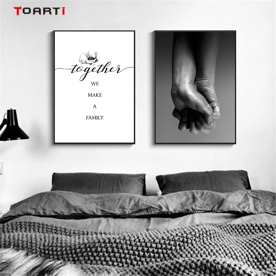 Romantic Couple Quotes Wall Art Human Hands Realistic Drawing Canvas Painting Vintage Posters&Prints Bedroom Decoration Pictures (7)