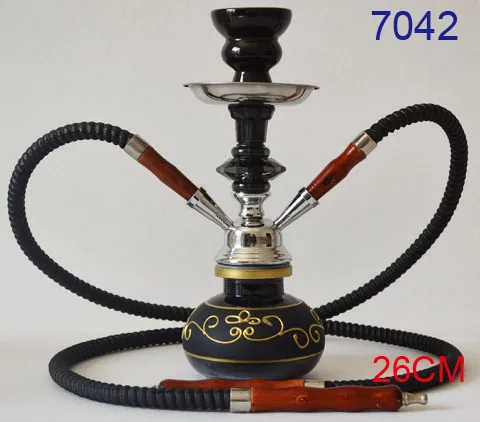 

WisQiyunR 5 color options arab-style hookah narguile Shisha complete set double hoses ceramic bowl and smoking water pipes