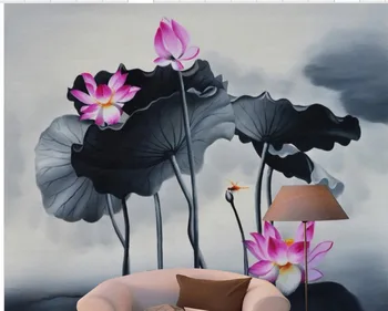 

Home Decoration custom 3d photo wallpaper Ink lotus background wall photo wall murals wallpaper