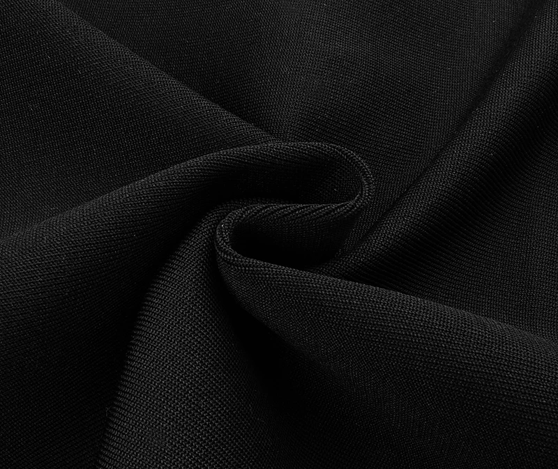 Top Quality Black Long Mesh Sleeve Hollow Out Bodycon Rayon Bandage Dress Club Party Sexy Dress (2)