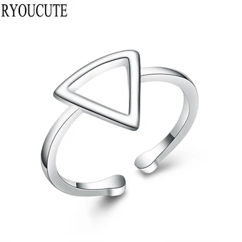 

New Arrivals 925 Sterling Silver Triangle Rings for Women Adjustable Size Finger Ring Fashion Wedding Jewelry