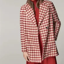 Горячая Распродажа Z0908T14 Европа и США осень ; Новинка; одежда в клетку; модная Свободная куртка 8848