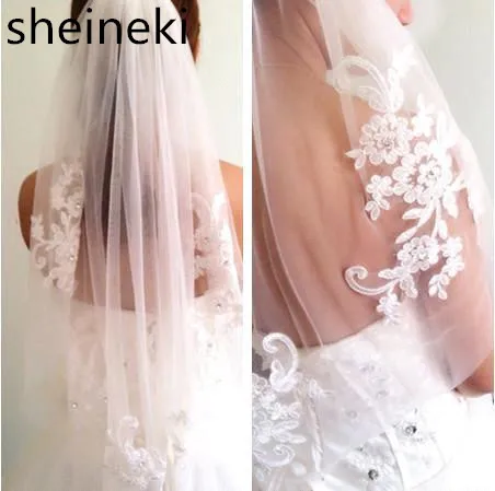 

Soft Tulle New Arrival Diamond 2018 Waist-Length Veil Short Fingertip Wedding Veil Bridal Accessories With Comb voile mariage