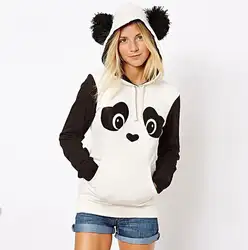Прекрасный Для женщин панда Толстовки Черный и белый зима-осень Косплэй Пуловеры для женщин Кофты Лидер продаж