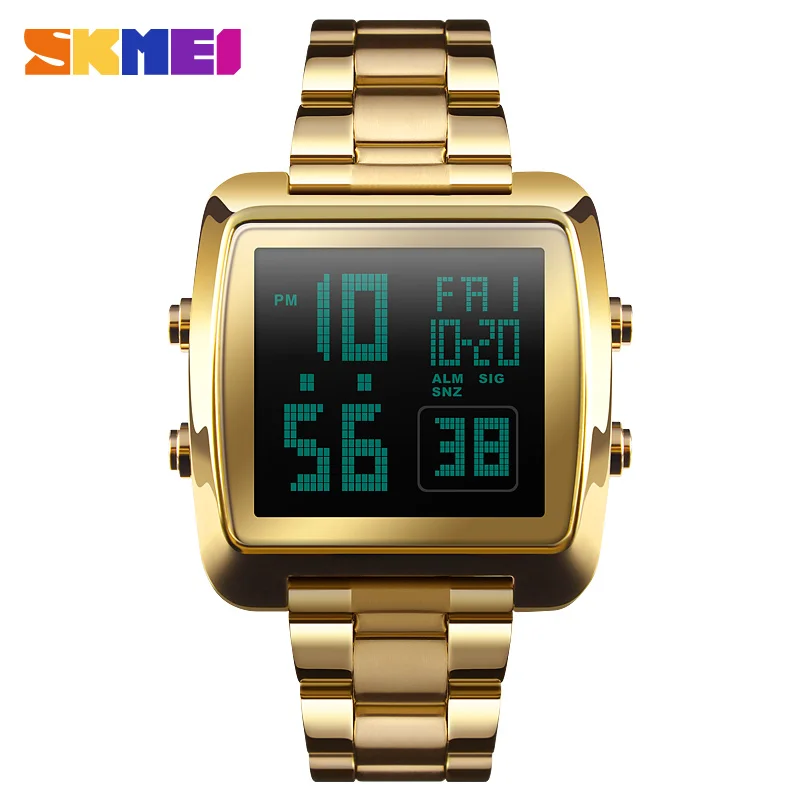 

SKMEI New Quartz Men Watch Creative Design Business Style Wristwatch Stainless Steel Wristband Week Auto Date Alarm Date