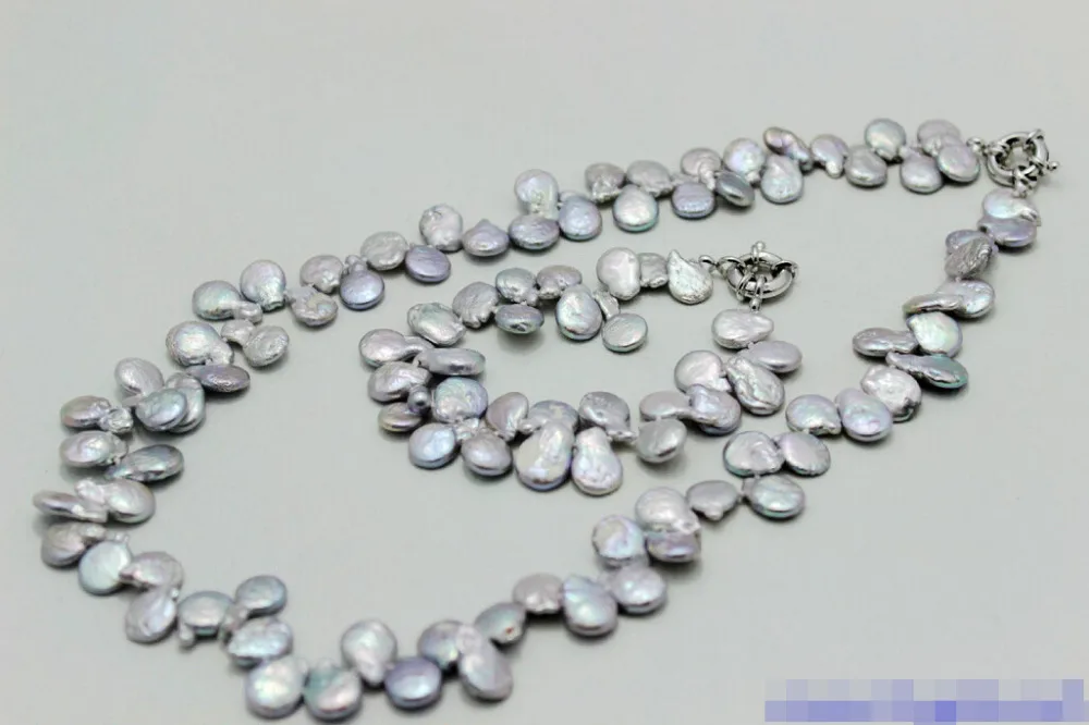 

Jewelry 001527 Light gray coin fresh water pearl set