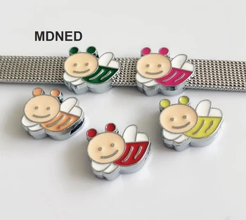 

Free Shipping,50PCS 8MM Enamel Colorful Bee Slide Charms Slide Letters Fit 8mm Belts Bracelets