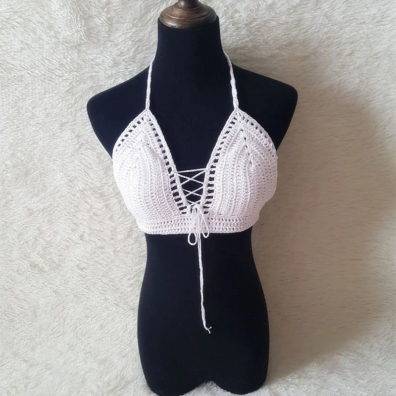 Handmade Crochet Bikini Knitting Swimsuit Hollow Sexy Knitted Beach Women Swimwear High Waist Triangle Secret  (10)