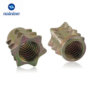 

[M4 M5 M6 M8] Zinc Alloy Thread For Wood Insert Spiked Nuts Furniture Link Nuts