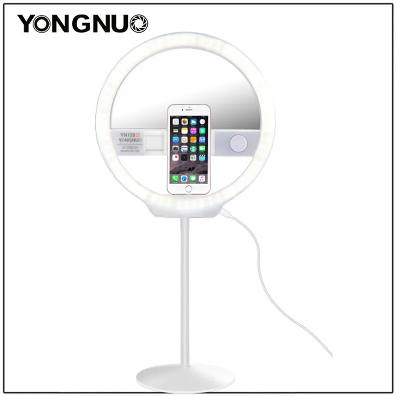 YONGNUO YN128II светодиодная кольцевая лампа для селфи с зеркалом макияжа двухцветная