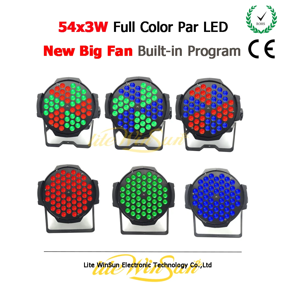 Litewinsune New Built-in Running Effect DJ Par Led Mini 54x3W Full Color RGB Wedding Decorate Wash Lighting