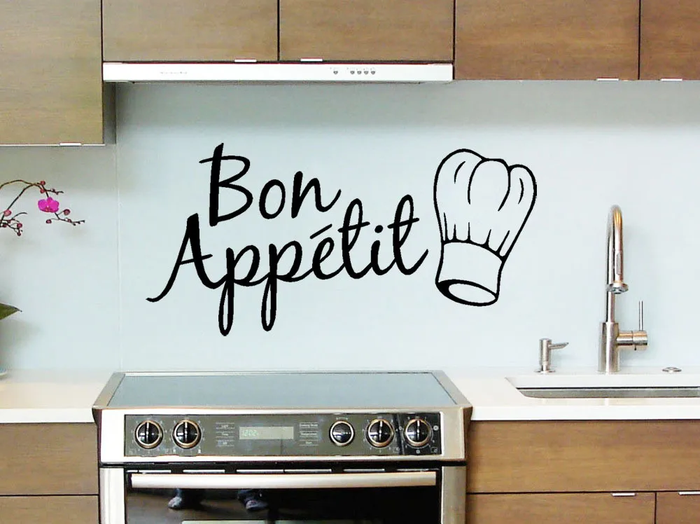 1PC vinyl wall stickers quote bon appetit dinning room decor kitchen decals art high quality on