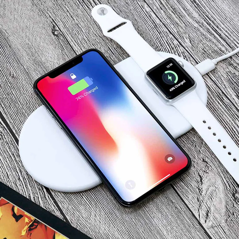 2 в 1 QC 2,0 зарядное устройство для Apple Watch 4/3 Iphone X 8 8 plus 10 Вт Беспроводная Быстрая зарядка для iWatch 4 3 2 1 samsung Galaxy S9 S8